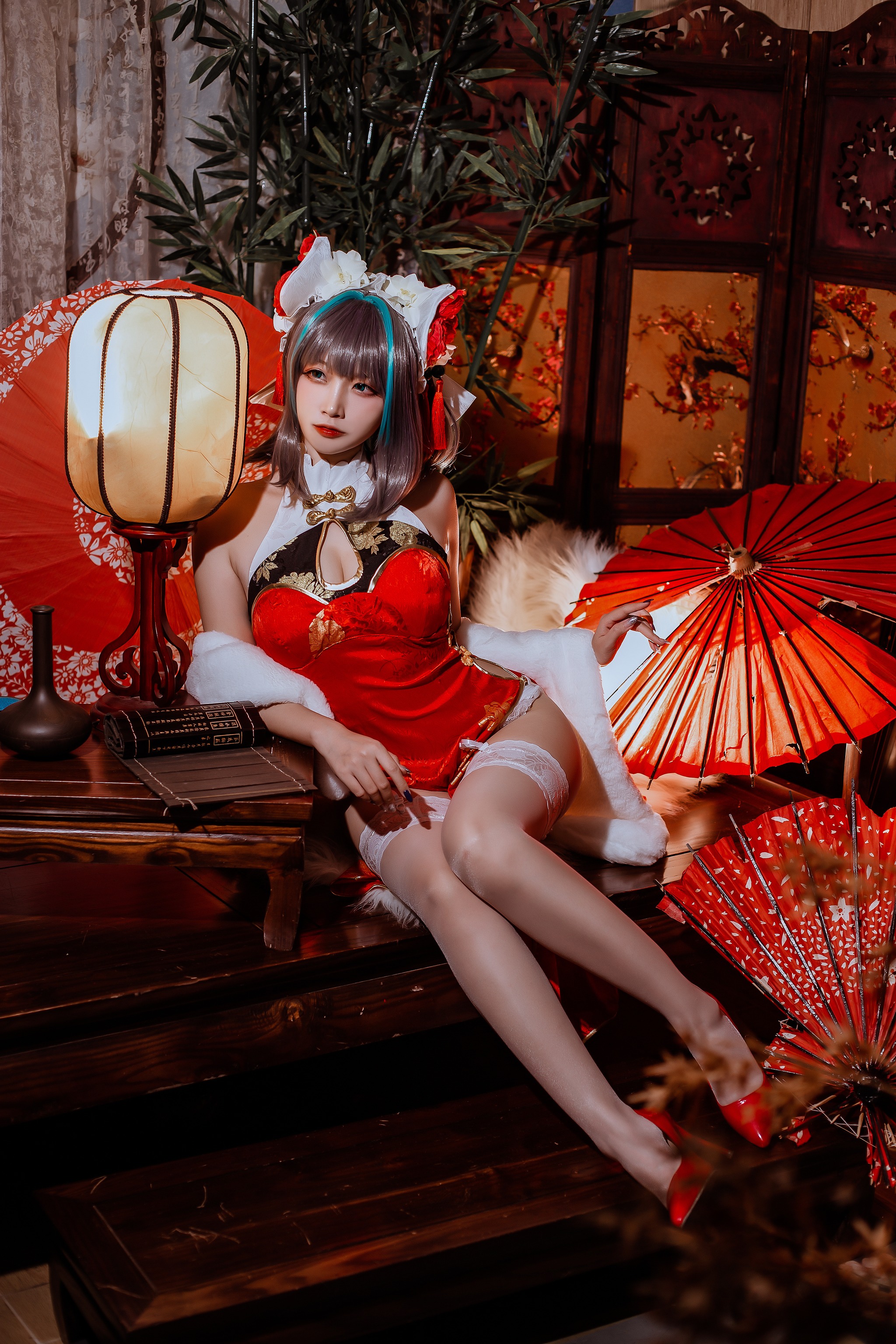 图片[1]-二佐Nisa – NO.157 碧蓝柴郡旗袍[32P]-XikXak
